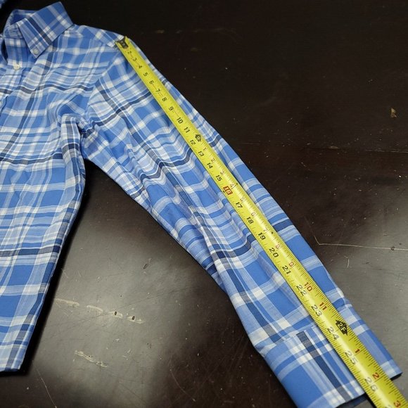 Ralph Lauren Mens S Shirt Black Label Button Down Blue Plaid Soft Washed Stretch - Picture 10 of 11